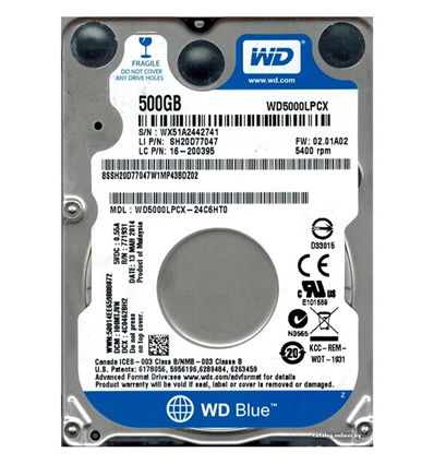 Hard Disk interno 2.5" Western Digital 500Gb Blu WD5000LPCX