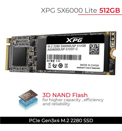 ADATA SSD M.2 PCIe XPG SX6000 LITE 512GB GEN3x4 2280 ASX6000LNP-512GT-C