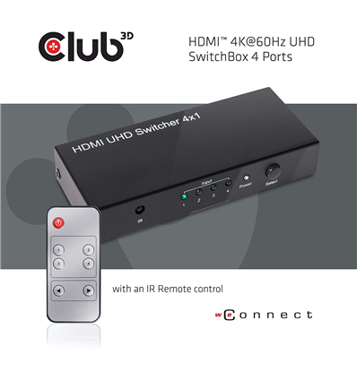 CLUB3D HDMI 4K 60Hz 2.0 UHD SwitchBox 4 Ports