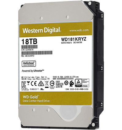 Hard Disk Interno 3.5 WD Gold WD181KRYZ 18TB/600/72 Sata III 512MB (D)
