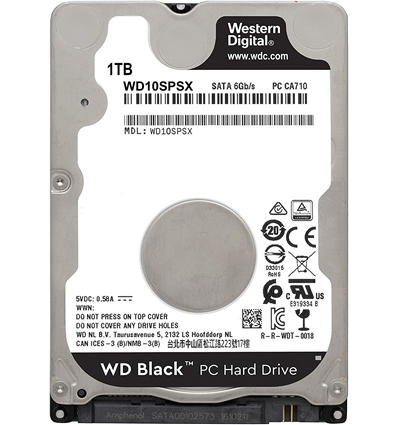 Hard Disk interno 2.5 Western Digital Black WD10SPSX 1TB/12/600/72 64MB