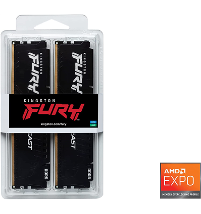 Memoria RAM DDR5 32GB KIT 2x16GB PC 6000 Kingston FURY Beast EX KF560C36BBEK2-32