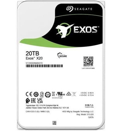 Hard Disk Interno Seagate Exos X20 ST20000NM007D 20TB Sata 256MB (D)
