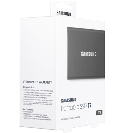 SSD esterno Samsung 1TB T7 MU-PC1T0T/WW grey