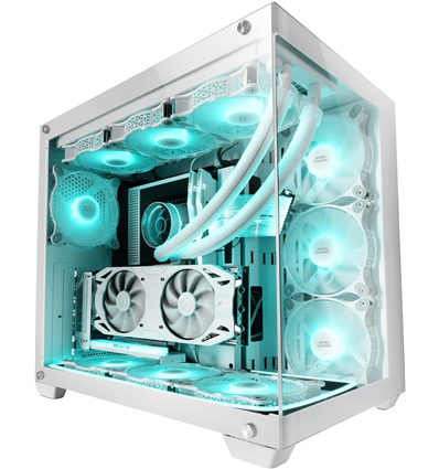 Mars Gaming Case Tower XXL MCV4 WHITE E-ATX FRAMELESS 90� TG GLASS
