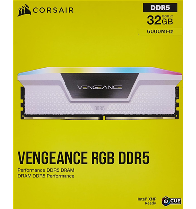 Memoria Ram DDR5 32GB KIT 2x16GB PC 6000 Corsair Vengeance RGB CMH32GX5M2E6000C36W weiß