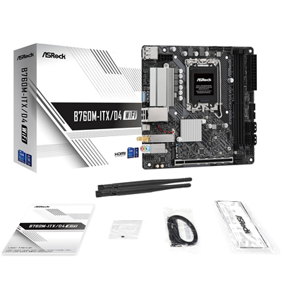 Scheda Madre Asrock 1700 Intel B760M ITX D4 WIFI, 2xDDR4, 4SATA3, 1xHyper M.2 HDMI DP mini ITX