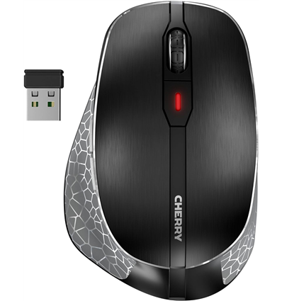 Mouse Cherry MW 8C ERGO - (JW-8600)- ergonomisch - optisch - 6 Tasten - kabellos - 2.4 GHz, Bluetooth 4.0 - kabelloser Empfänger