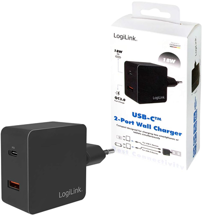 LogiLink Steckdosendapter 1x USB 1x USB-C - PA0220