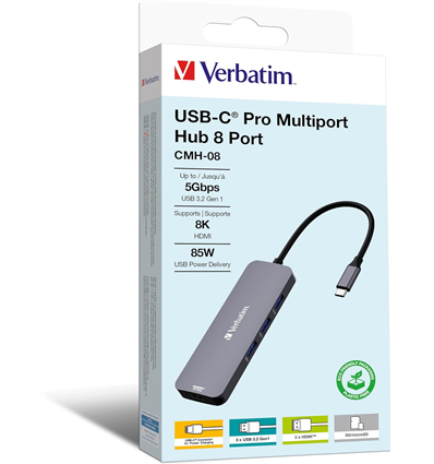 Verbatim USB-C Multiport 8 Port HUB CMH-08 32151