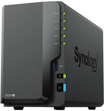 Synology NAS DS224+ 2-Bay 2.5/3.5 SSD/HDD, Intel Celeron J4125 2GB D4, 2xUSB3, 2xRJ45