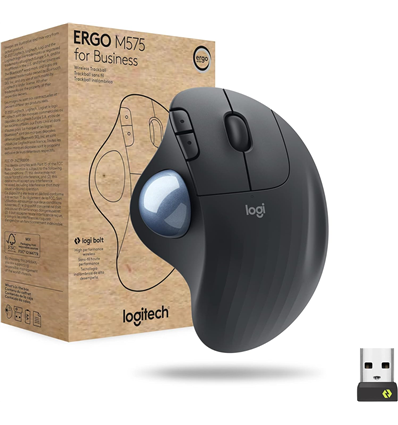 Mouse Logitech ERGO M575 for Business - rechts - Trackball - RF Wireless + Bluetooth - 2000 DPI - Graphit (910-006221)