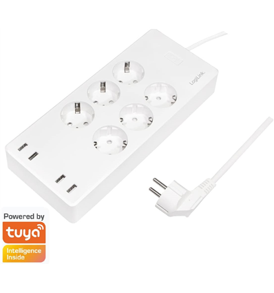 LogiLink Wi-Fi Smart Steckdosenleiste 6-fach (CEE7/3) 4x USB Tuya kompatibel SH0105