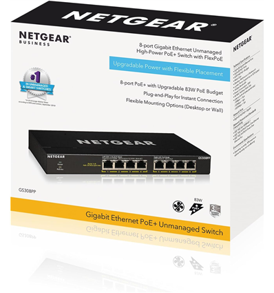 NETGEAR Switch 8-port 10/100/1000 GS308PP-100EUS