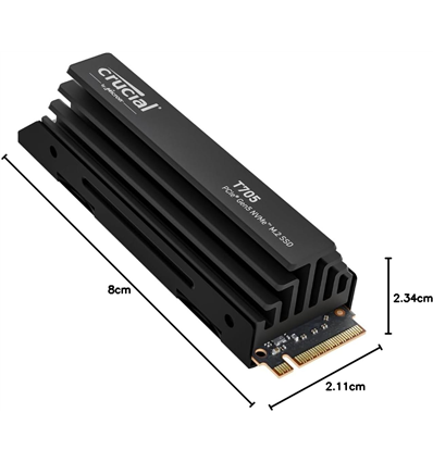 SSD Crucial 1TB T705 CT1000T705SSD5 PCIe 5.0 x4 M.2 NVME Gen5 mit Kühlkörper