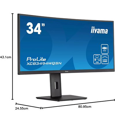 Monitor Iiyama ProLite XCB3494WQSN-B5 86,40cm (34)LED,HDMI,DsiplayPort,USB-C,SP,Curved