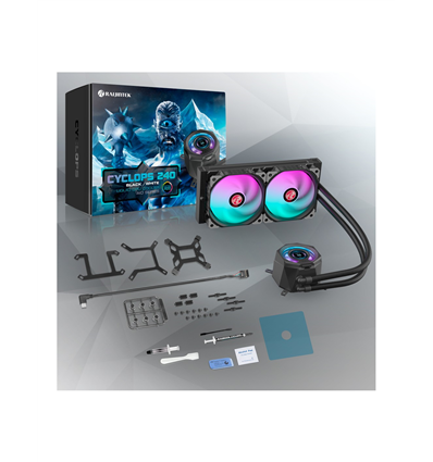 Dissipatore a liquido Cooler CPU Deepcool Raijintek CYCLOPS 240 BLACK ARGB PWN LCD TFT 1.4 0R10B0023