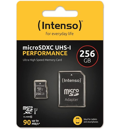 Micro SDHC/SD 256GB Intenso Performance 1 Adapter Class 10 3424492