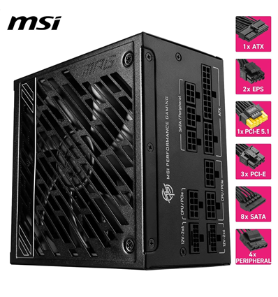 Alimentatore MSI MPG A850GS PCIE5.1 - ATX3.1 306-7ZPFZ11-CE0