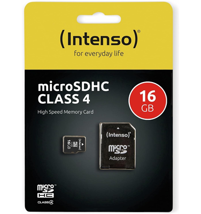 Micro SDHC 16GB Intenso 1 Adapter Class 4 340347