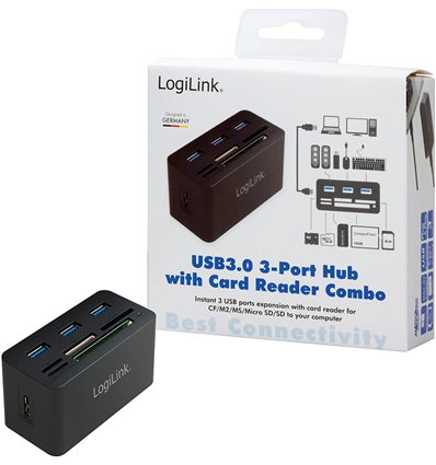 LogiLink USB 3.0-Hub AiO con Lettore di Schede - CR0042